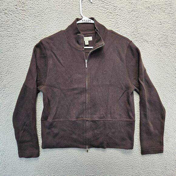 Faconnable Jacket Mens Size Small Brown Cotton Knit‎ Full Zip - Picture 1 of 9
